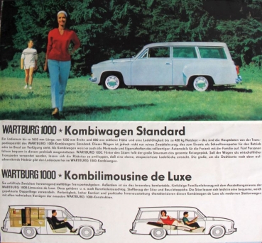 Wartburg 1000 Modellprogramm 1965 "Mit neuem Chassis" Automobilprospekt (6548)